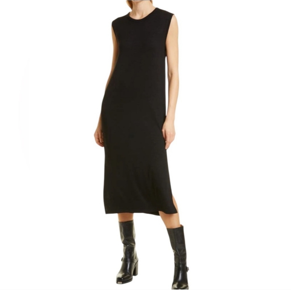 NEW rag & bone Black Knit Muscle Midi Dress with Side Slits